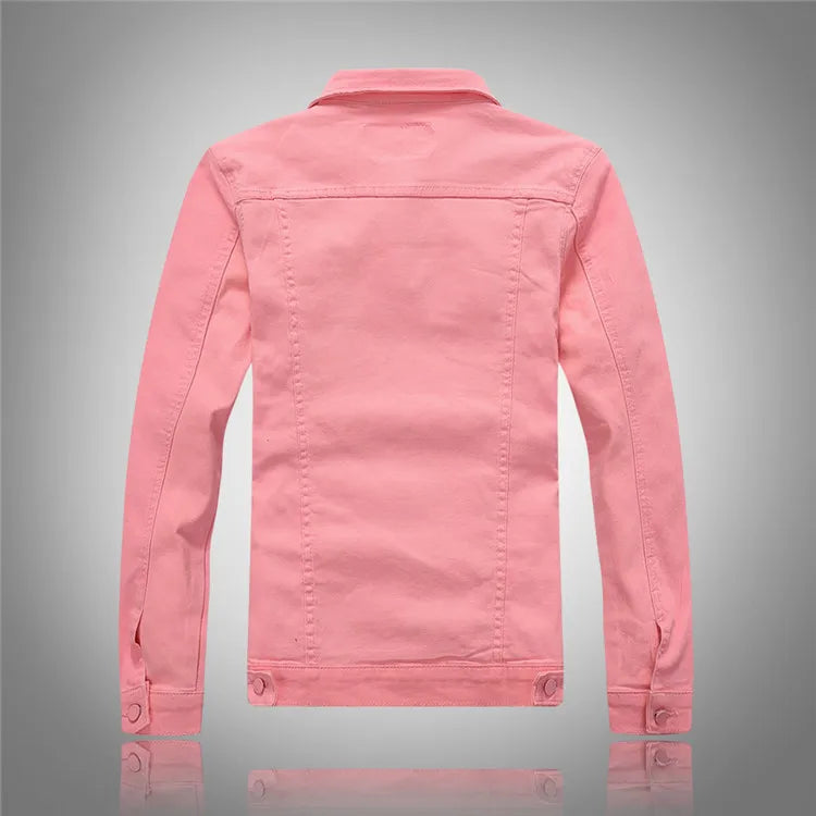 2025 Denim Jackets Men Solid Color Jacket Slim Fit Denim Coat Fashion Military Jacket Yellow Black Green White Top for Men