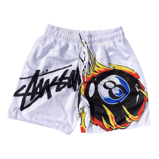 Summer New Collection 2025 Men's Quick-drying Shorts with Black 8 Pattern, Personalized Y2K Breathable Casual Comfort Shorts