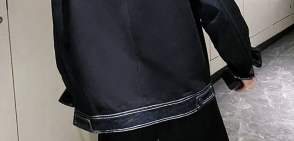V-neck Button Denim Jackets Man Casual Vintage Outwear Designer Y2k Elatic In Lowest Price Low High Quality Cowboy Coat for Men