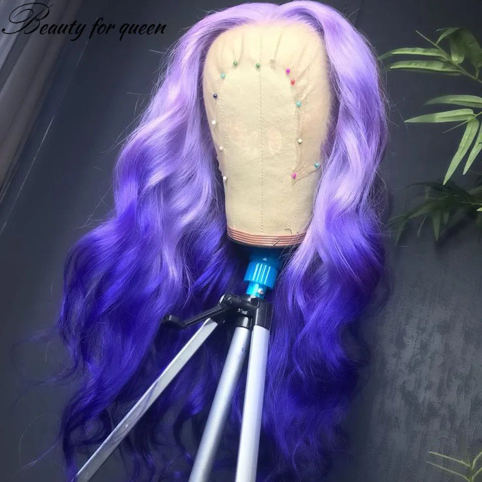 Body Wave Blue Lace Front Human Hair Wigs For Women 150 Density Brazilian Hair HD Transparent Lace Frontal Wigs With Baby Hair