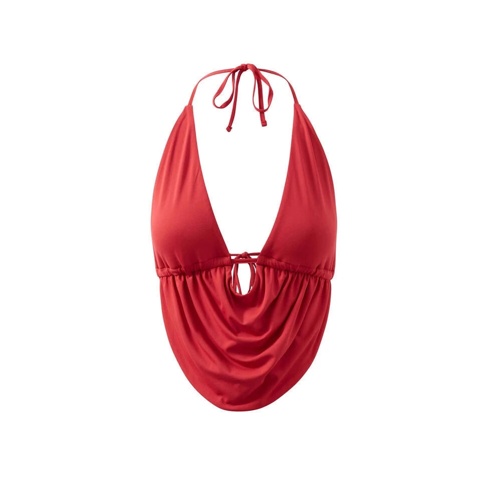 Trendy 2025 Spring New Women's Design Belted Backless Vest Strapless Hot Girl Neck Hanging Backless Fashionable All-Match Vest