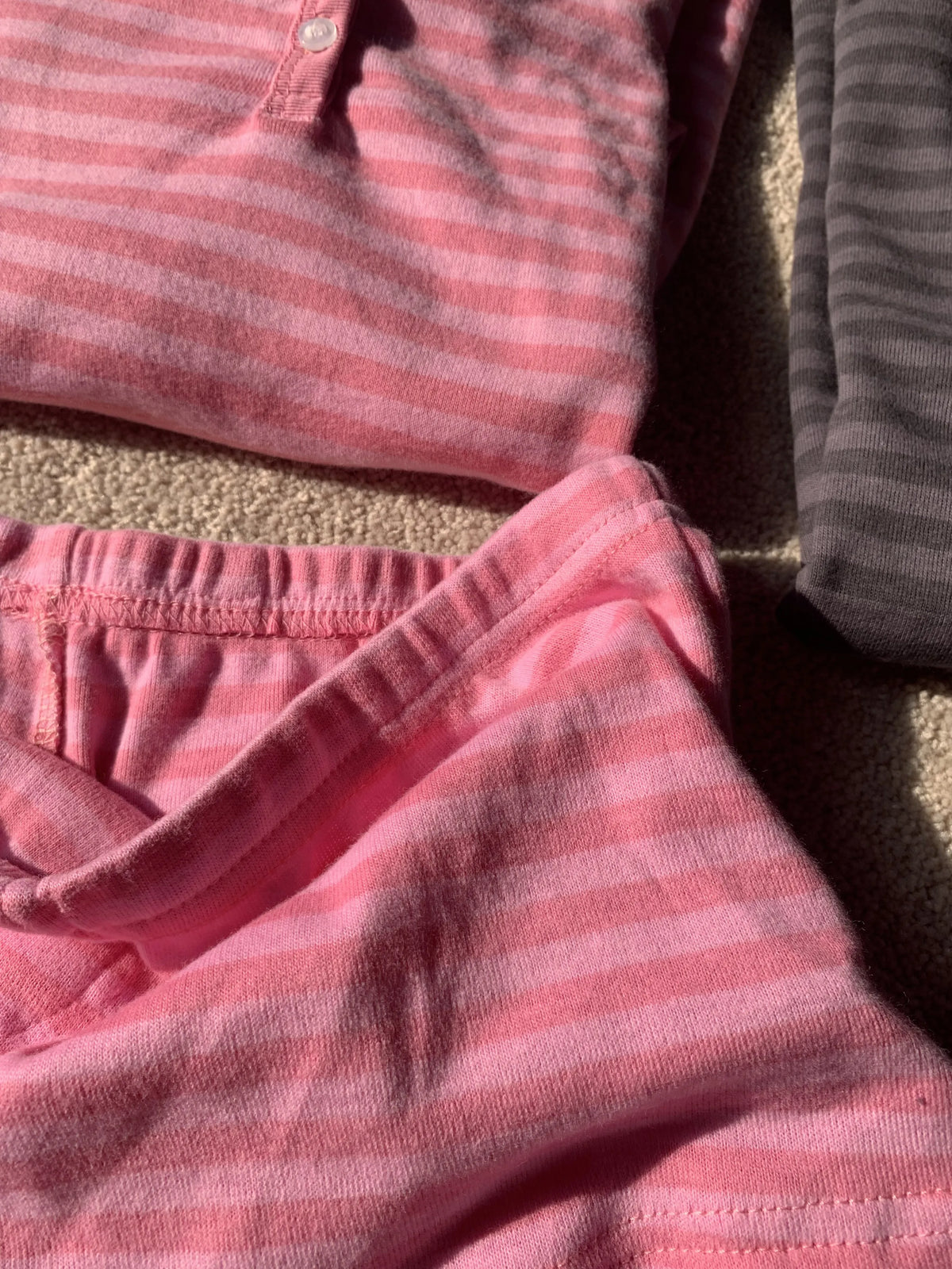 Pink Striped Long Sleeve T-shirt Shorts Set Woman Buttons Slim Tees+Elastic Straight Short Pant Cotton Home Pajama 2 Piece Sets