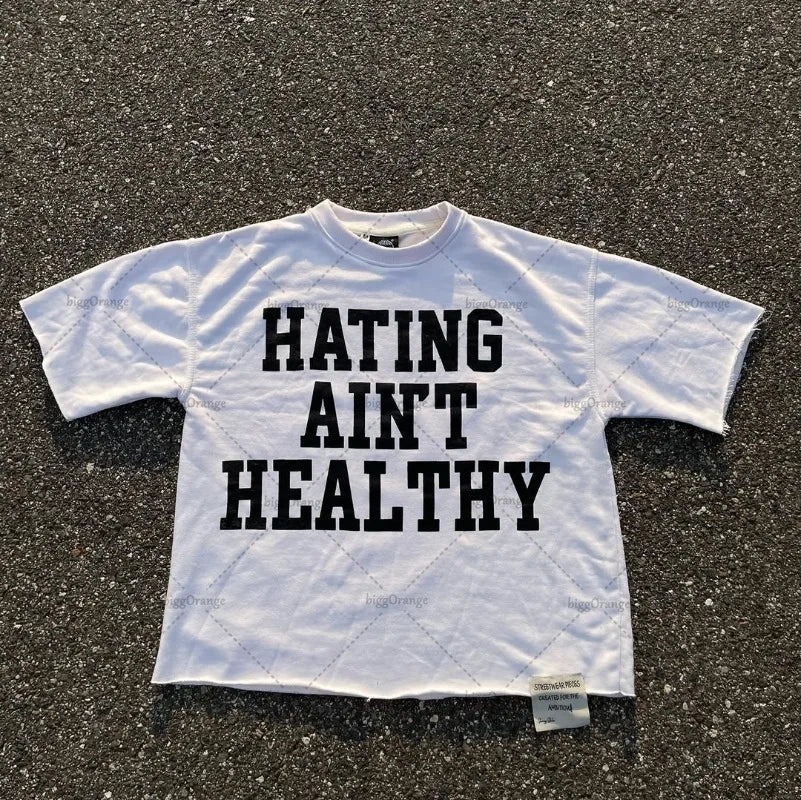 New Hip-hop Trendy Cartoon Loose Oversized T-shirt Men Y2K Harajuku Retro Graphic Top High Street Casual Streetwear Pure Cotton