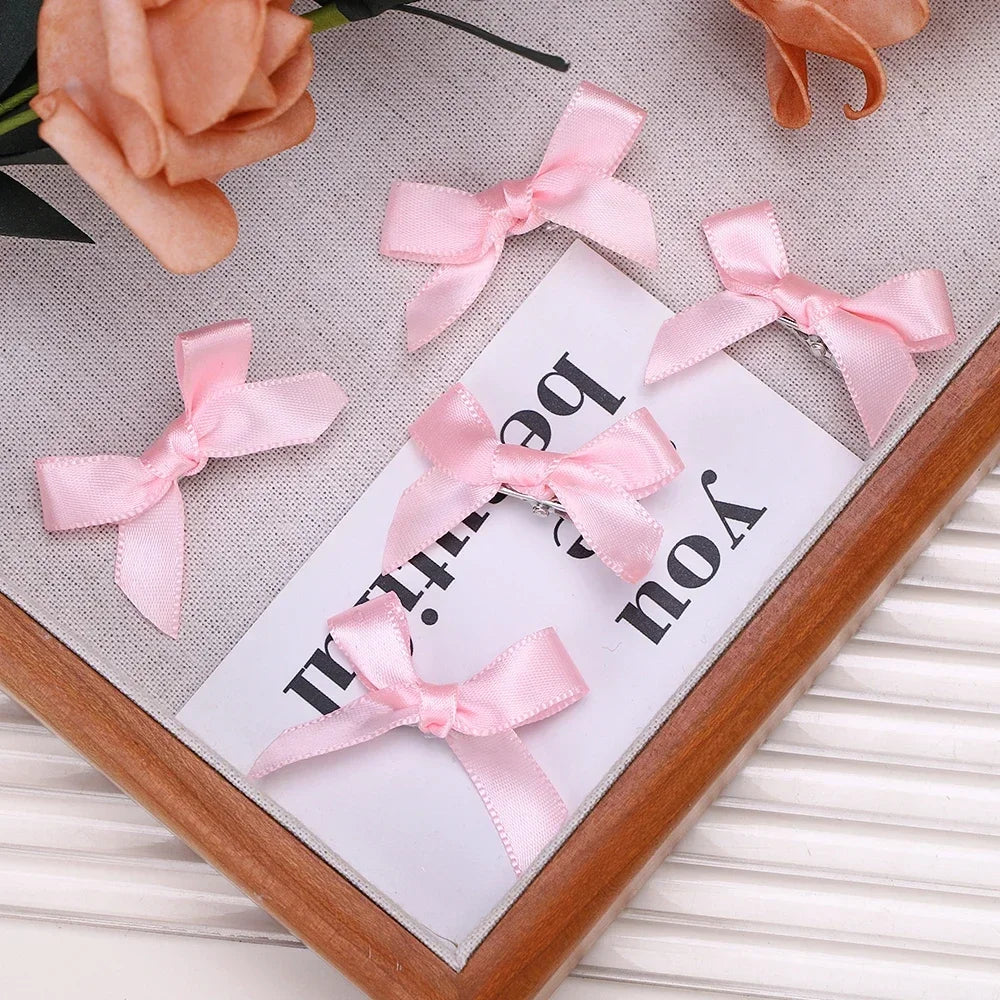 5-24Pcs Y2k Girls Bows Mini Hair Clips Metal Hairpin Headwear Barrette Handmade Ribbon Bow Bangs Clip Fashion Hair Accessories