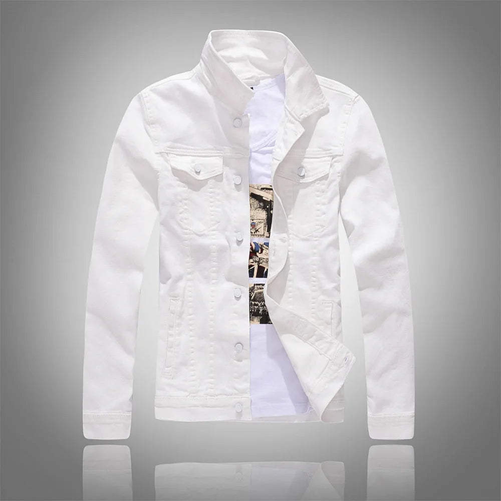 2025 Denim Jackets Men Solid Color Jacket Slim Fit Denim Coat Fashion Military Jacket Yellow Black Green White Top for Men