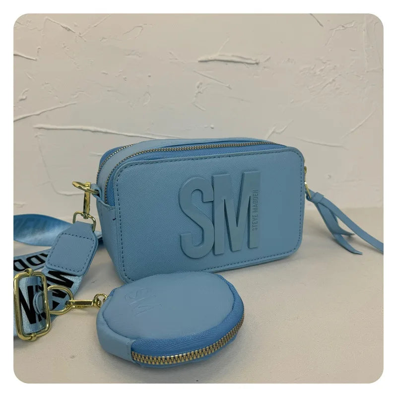 2024 Spring/Summer New Fashion Camera Bag with Wide Shoulder Strap, Lettering, Small Square Bag, Crossbody Bag