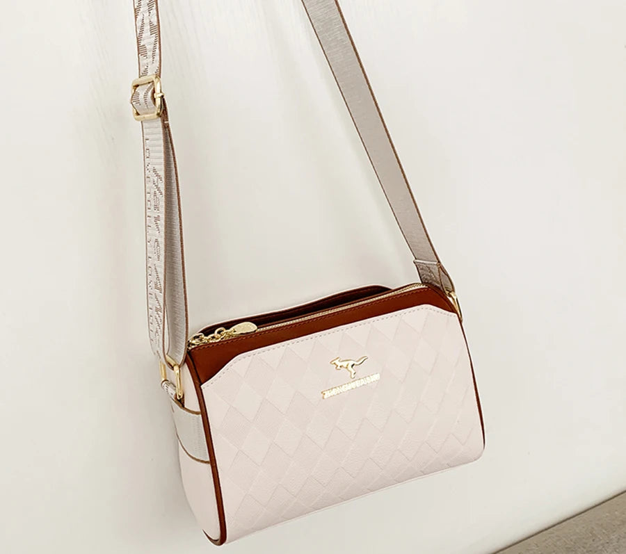 Famous Designer Women Messenger Bag PU Leather Checkered Crossbody Shoulder Bag