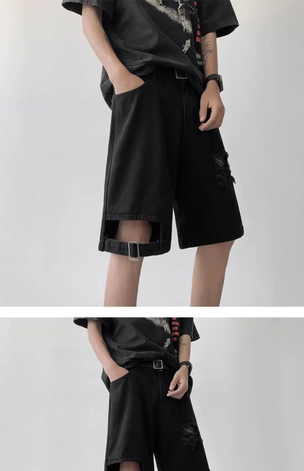 Denim Summer Thin American Ripped Denim Versatile Loose Casual Mid-sized Pants, men's jeans