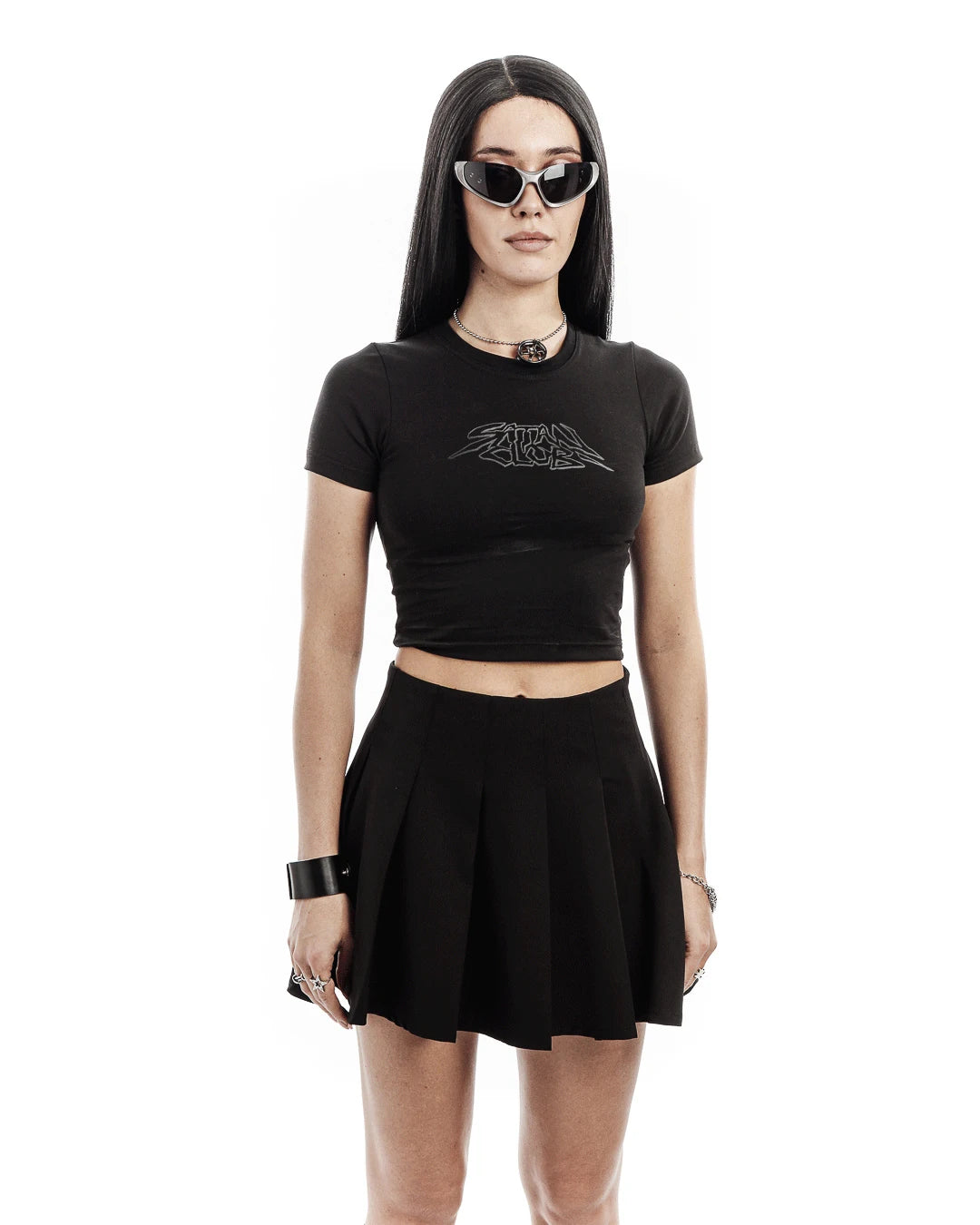 Harajuku Aesthetic Hip Hop Satan Club Graphic Print Y2K Letter Crop Tops SCFEM Tee Women Clothing Streetwear Short Sleeve Tshirt