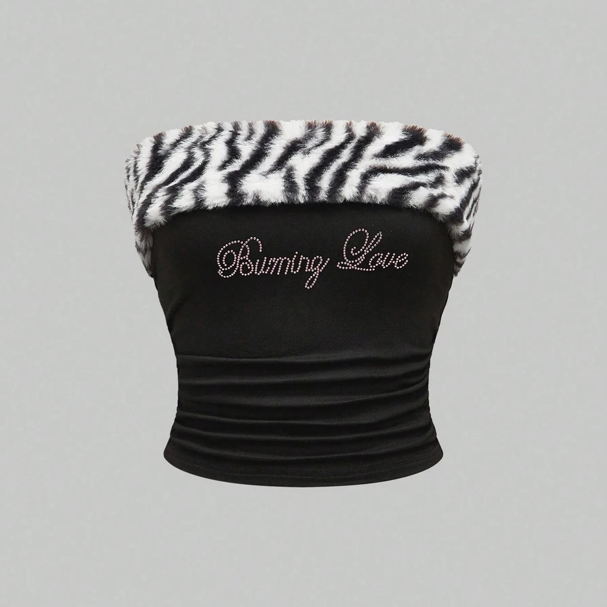 New Rhinestone Leopard Print Crop Top Slim Fit sexy Hot Girl Y2K Fringed Fashionable Strapless Vest