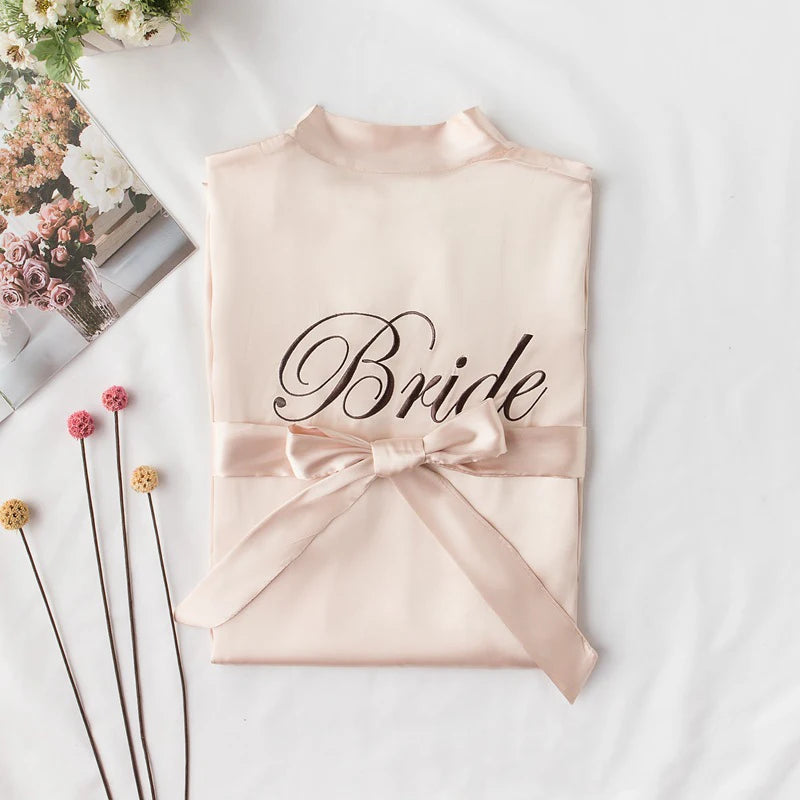 Summer Lace Sleepwear Bride&Bridemaid Wedding Robe Gown Solid Embroidery Kimono Bathrobe Women Casual Home Night Dress M L Xl