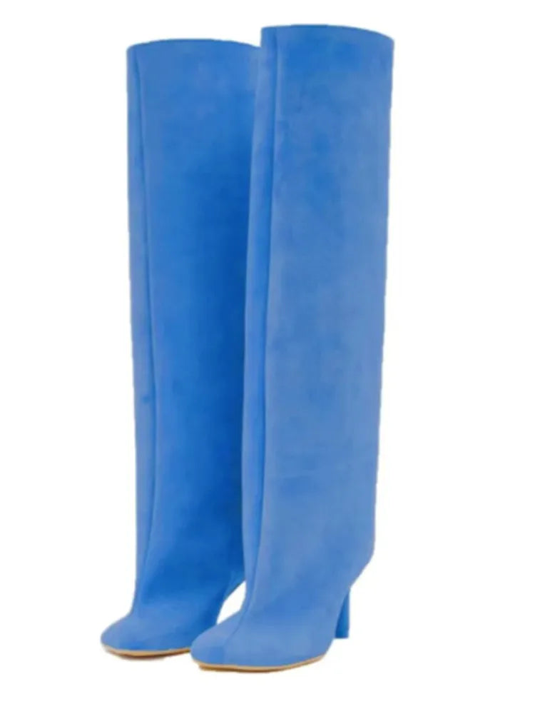 2025Autumn and Winter New 6cm Slim High Heels Knee High Women's Boots Round Toe Fashionable Women's Long Boots Knight Boots