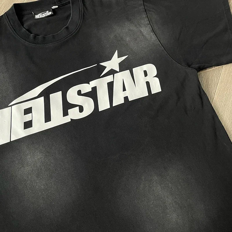 HS Gel Sport Logo Cotton wash short sleeve T-shirt European and American fashion