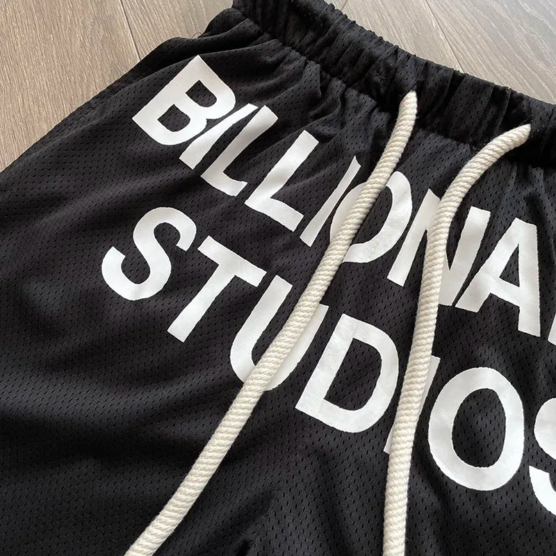 Cactus Jack Shorts Fashion Casual  Loose Color Blocking Patch Black Drawstring Elastic Waist Shorts Men Women Streetwear Pants