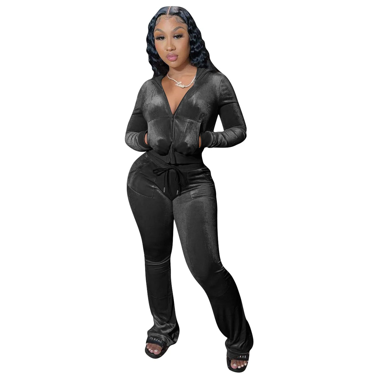 Fashion Sexy Slim 2 Piece Set For Women Casual Solid Hooded Zip Tops+High Waist Pants Sets Outfits Lady Sports Women's Clothing