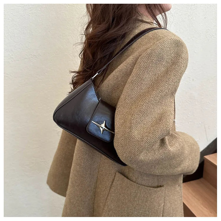 Solid color armpit bag, women's fashion new style | Casual texture shoulder bag, summer minimalist baguette bag