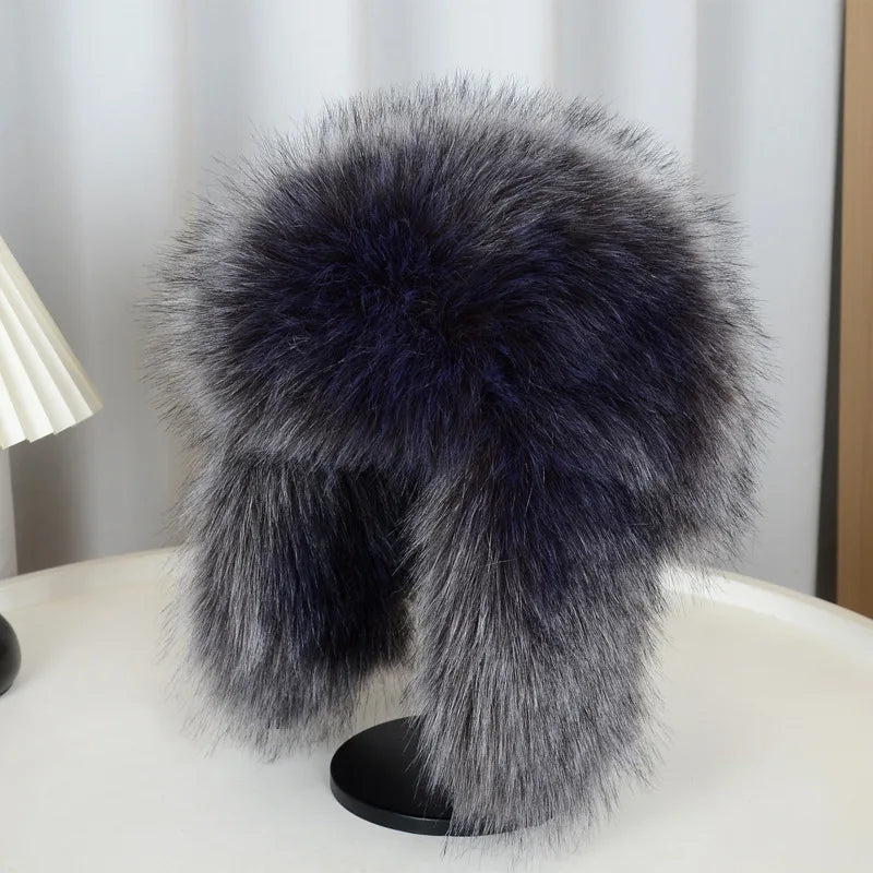 Lei Feng hat winter imitation fox fur thick warm baotou hat outdoor cold-proof ear protection pilot hat cycling hat