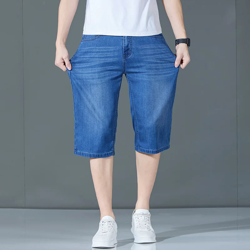 denim shorts, seven-point pants, new style, loose mid-length pants, casual, summer thin men's Troupers, men's jeans