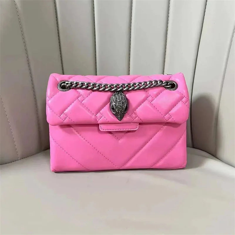 2026 New Metallic Rainbow Stripes Heart Bag PU Leather Chain Crossbody Purse
