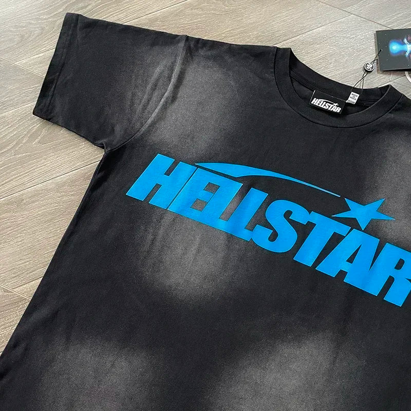 HS Gel Sport Logo Cotton wash short sleeve T-shirt European and American fashion