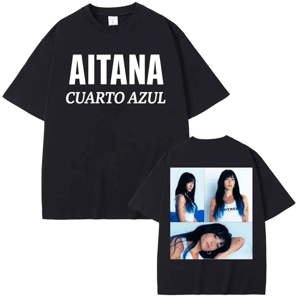 Singer Aitana Cuarto Azul Tour Graphic T Shirts Men Women Fashion Aesthetic Short Sleeve T-shirt Cotton Casual Oversized T Shirt