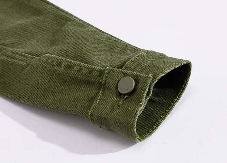 2025 Denim Jackets Men Solid Color Jacket Slim Fit Denim Coat Fashion Military Jacket Yellow Black Green White Top for Men