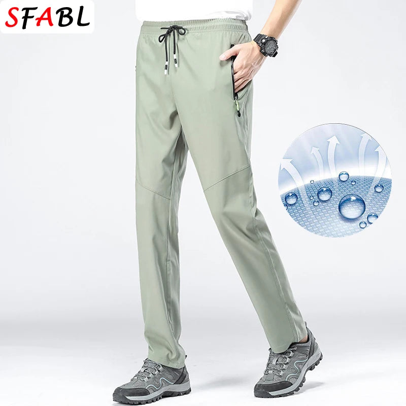 5XL High Stretch Outdoor Sport Hiking Pants Men Zipper Pockets Trousers Men Summer Thin Quick Dry Men's Pants Trekking Fishing