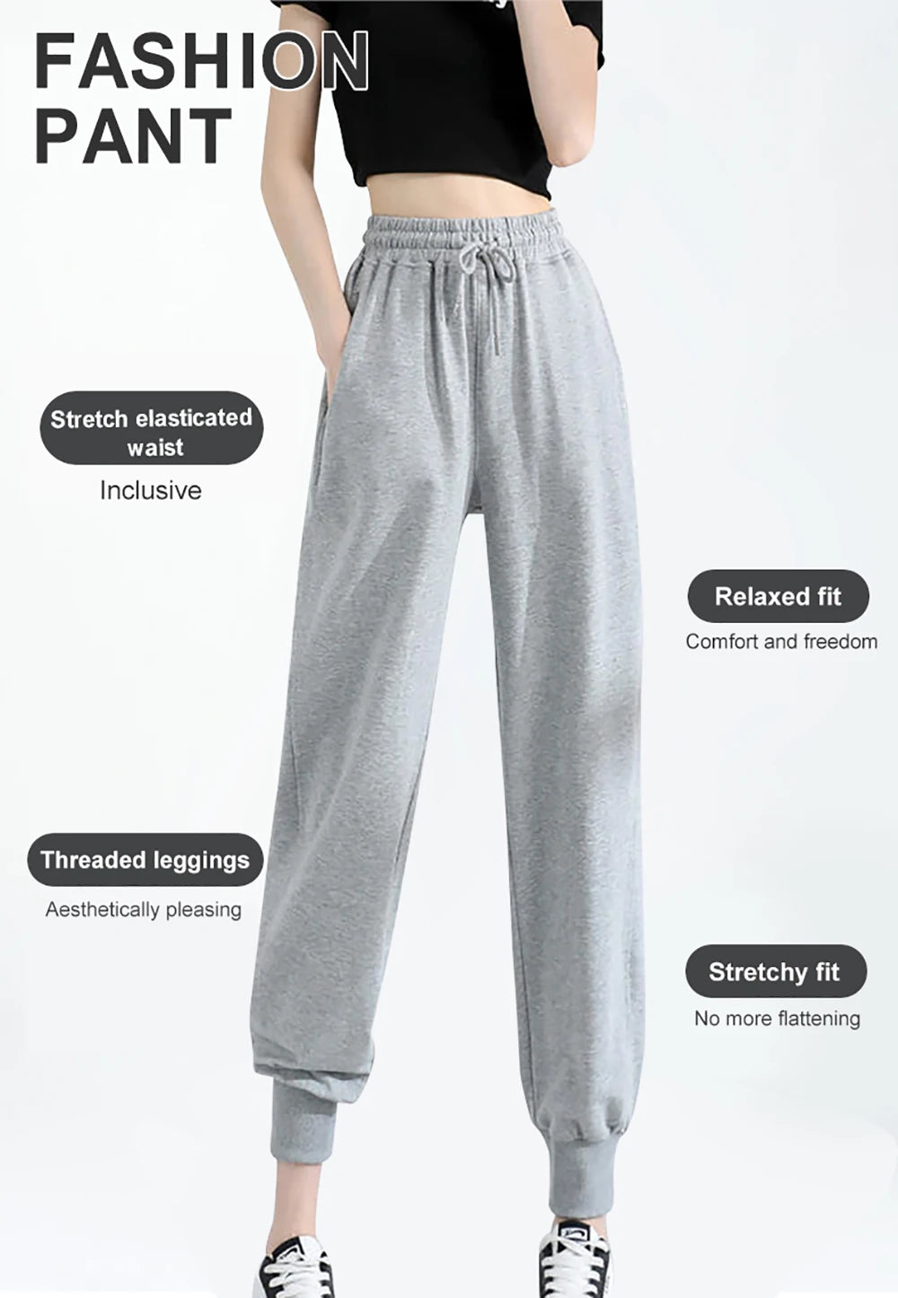 Today Feeling Happiness Printing Sweatpants Women Casual Autumn Sportpants Trendy Fleece Pants Hip Hop Comfortable Jogger