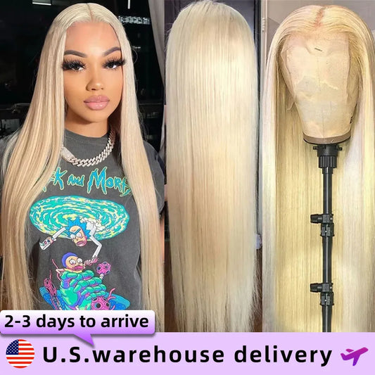 30 Inch 613 13x6 Lace Front Wig Human Hair 200 Density 613 Lace Front Wig Human Hair Straight Blonde Wig Human Hair Pre Plucked