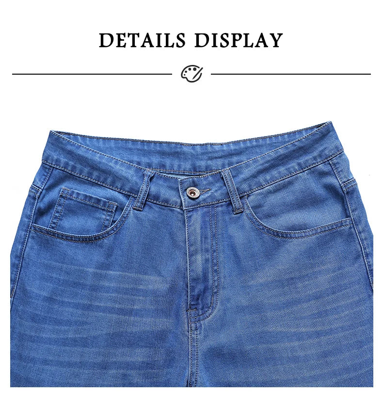 denim shorts, seven-point pants, new style, loose mid-length pants, casual, summer thin men's Troupers, men's jeans
