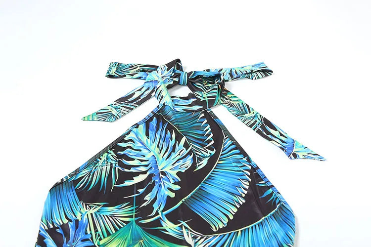 Weird Puss Backless Romper Women Halter Bandage Leopard Print Fit Tight Stretch Summer Sexy Hipster Activity Workout Playsuits