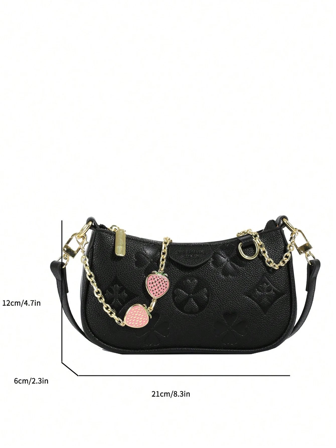 In 2024, the new fashion classic Joker body print pattern design metal chain decoration design underarm baguette bag is suitable