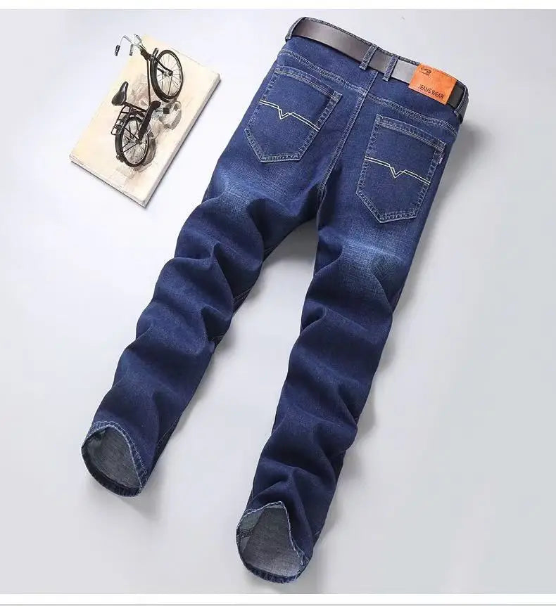 2025 Spring/Summer New Men's Jeans Micro Elastic Loose Straight Tube Business Casual Men's Pants Boutique Denim Series