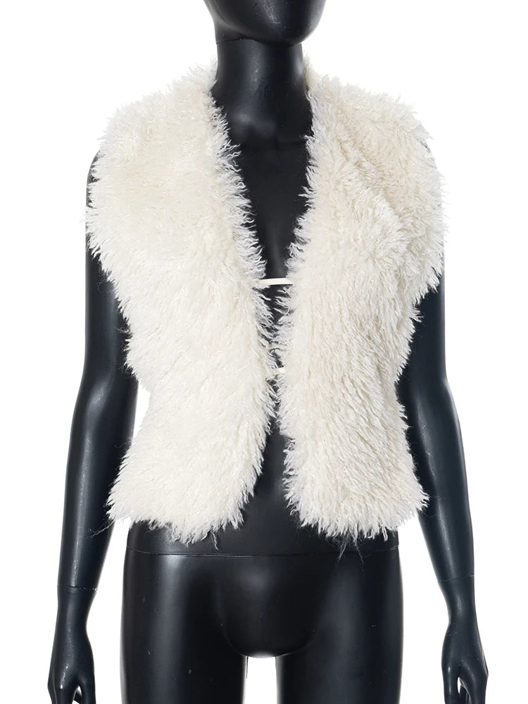 Weird Puss Sexy Furry Tank Tops Women Backless Sexy Midnight Cardigan Autumn Hipster Wild Basic Streetwear Halter Furs Y2K Tops