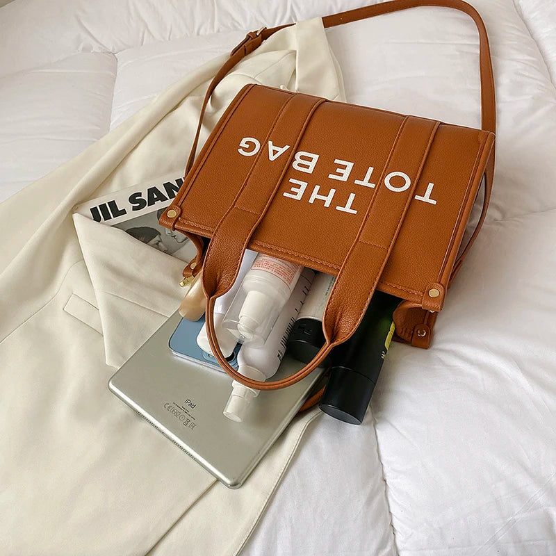 The Tote Bag For Women Crossbody Female Handbag New Solid Words Lette Leisure Large Bag,Luxury Fashion Bag,designer Bag for PU