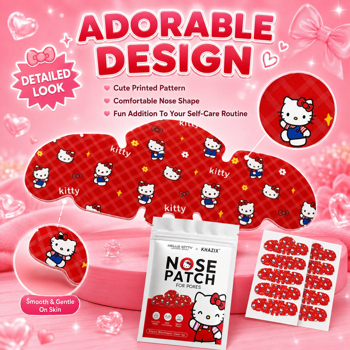 10pcs Hello Kitty Nose Pore Strips 10PCS Cute Cartoon Design Nose Stickers Kawaii Beauty Care Gift for Women