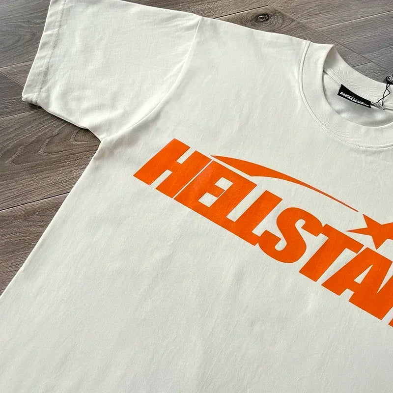 HS Gel Sport Logo Cotton wash short sleeve T-shirt European and American fashion