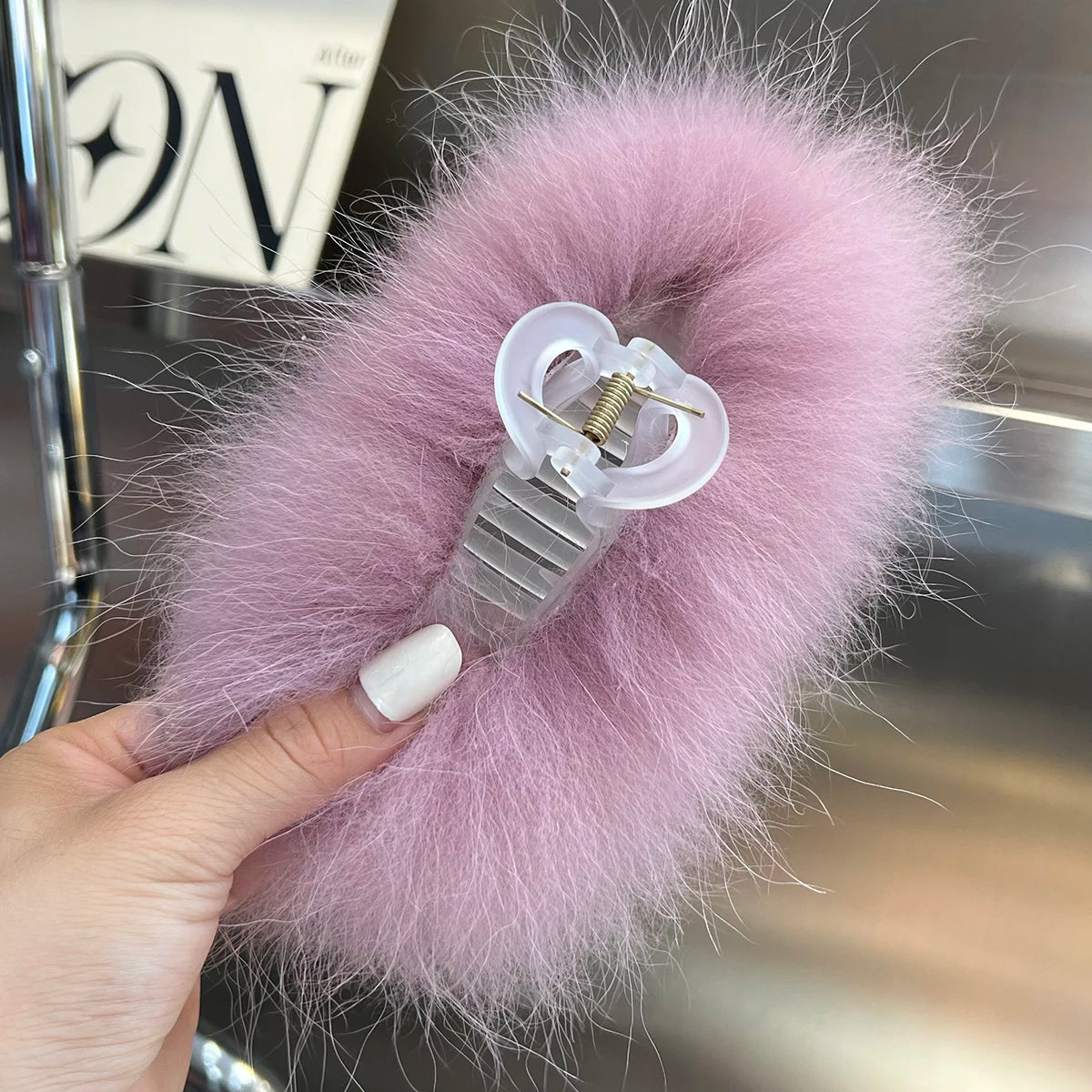 New Jelly Color Fox Fur Hair Clip Woman Claw Clip For ladies Sweet Hair Ornament Hair Hold Headband Fur Hairpin Hair Accessories