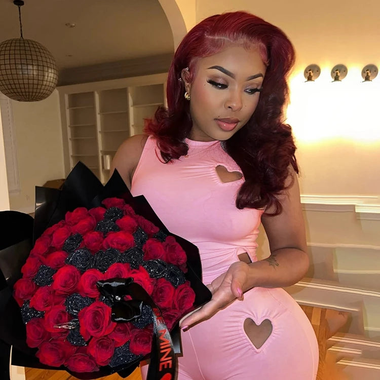 STYLISH LADY Cut Out Heart Fitness 2 Piece Set Women Sleeveless Crop Top and Skinny Pant Suits 2025 Summer Hot Girl Tracksuits