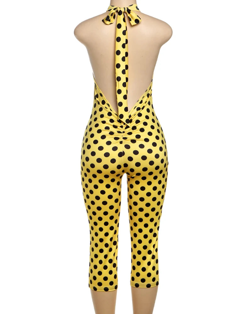 Weird Puss Backless Romper Women Halter Bandage Leopard Print Fit Tight Stretch Summer Sexy Hipster Activity Workout Playsuits