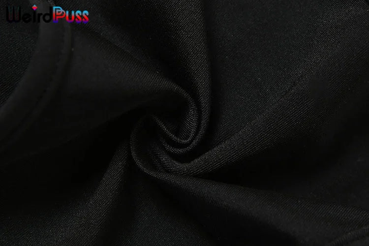 Weird Puss Beach Style Women Bikini 2 Piece Set Sexy Mesh Patchwork One Shoulder Bra Top+Bandage Briefs Vacation Trend Clubwear