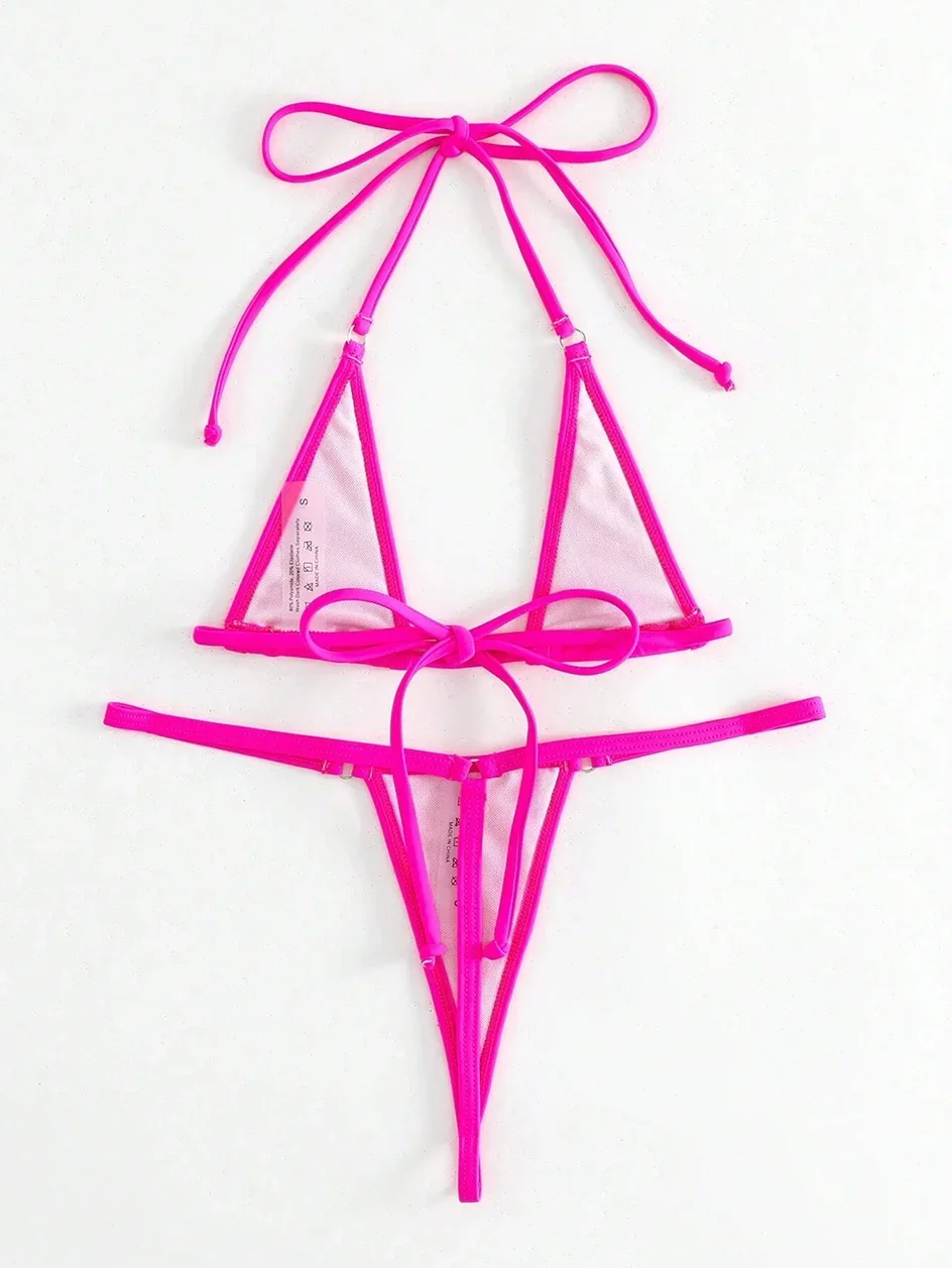 Sexy Micro Bikini 2024 Women Swimsuit Female Swimwear Mini Thong Bikinis Set Halter Biquini Beach Wear Swimming for Bathing Suit