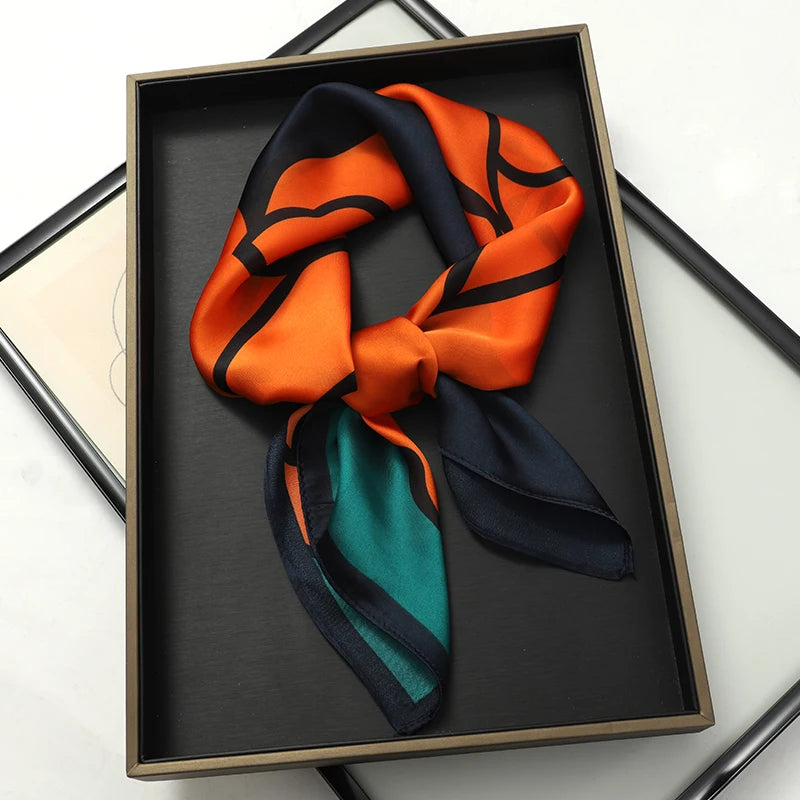 60Colors Luxury Scarf Women 70*70Cm Silk Feel Square Hair Wrapping Foulard Satin Shawl Big Size Head Bandana Hijab Handkerchief