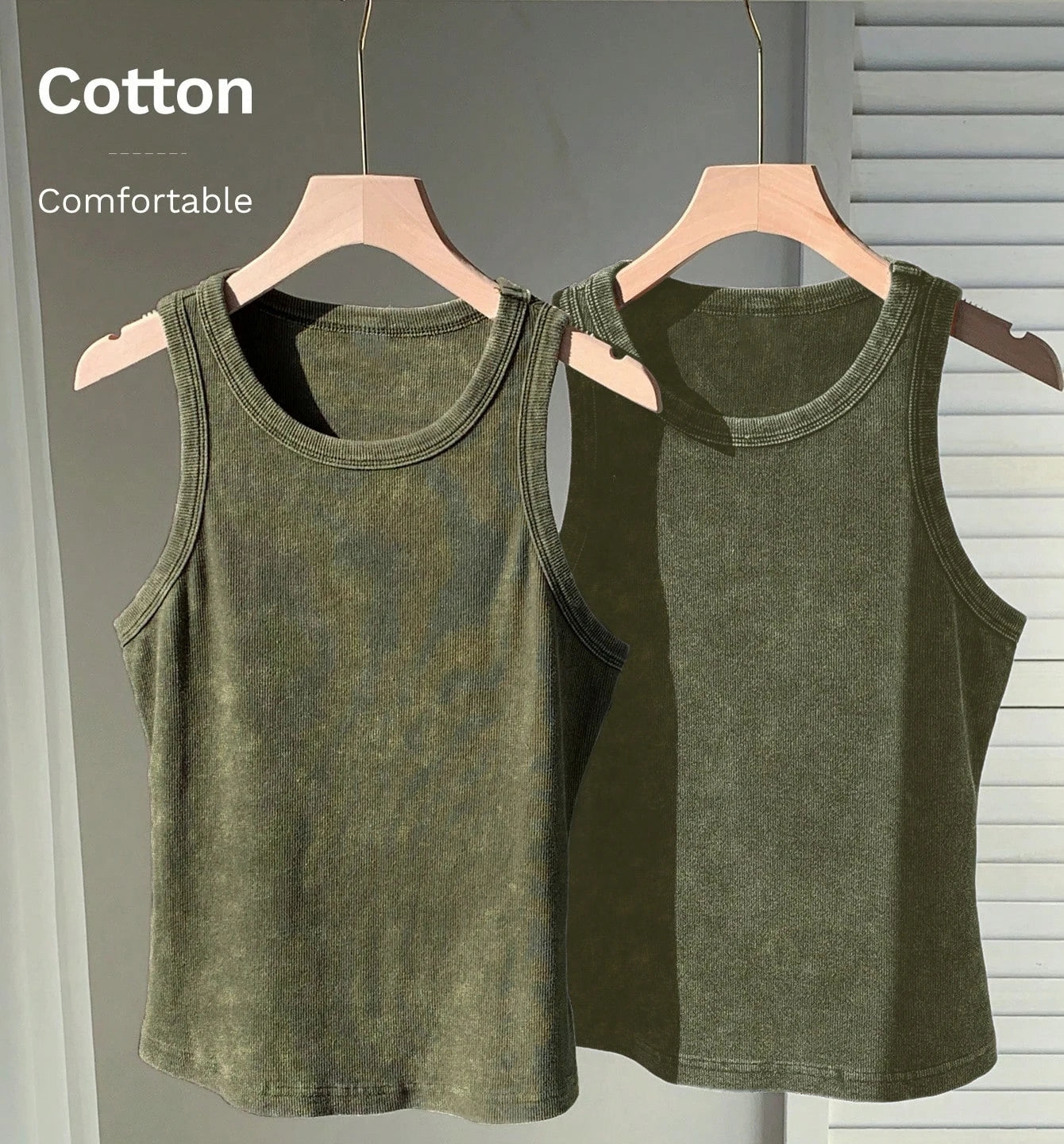 2PCS 100% Cotton Solid Color Washed Vest Womens Summer Casual Tank Top Y2K Sleeveless Clothes Soft Comfortable Sportswear