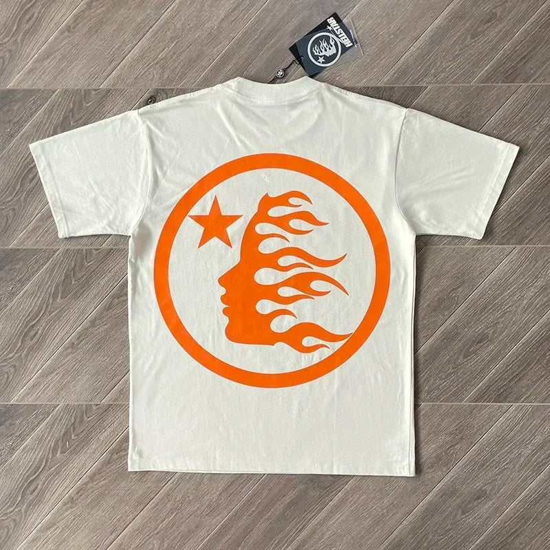 HS Gel Sport Logo Cotton wash short sleeve T-shirt European and American fashion