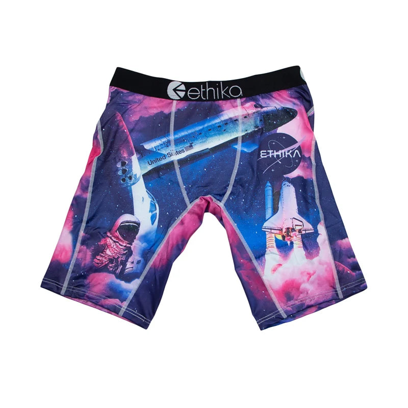 ETHIKA 1Pcs Men Underwear Boxers Breathable Mesh Crotch Man Underpants Plus Size L-3XL Mens Panties Printed Men's Boxers Briefs