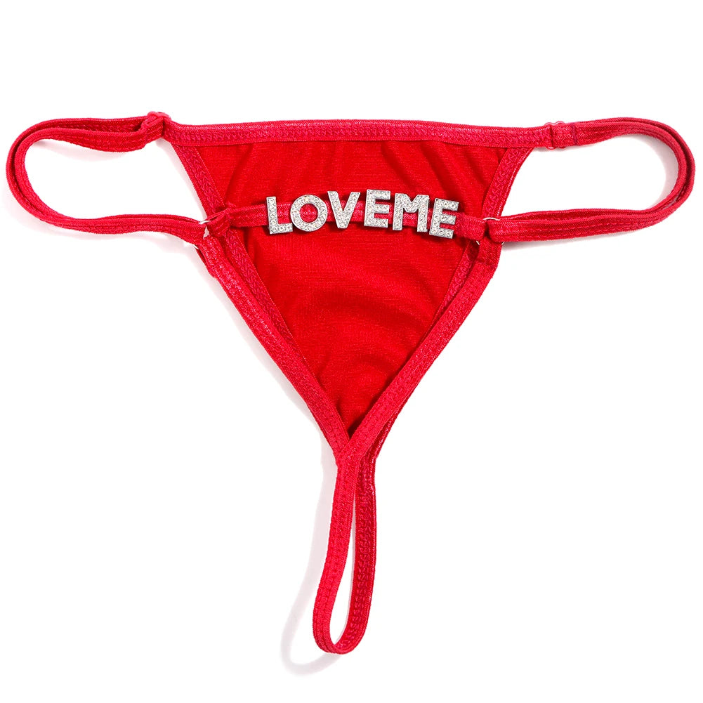 Sexy Solid Color Thong Customized Crystal letter Panties for Women Personality DIY Name Underwear Intimates Girls Gift