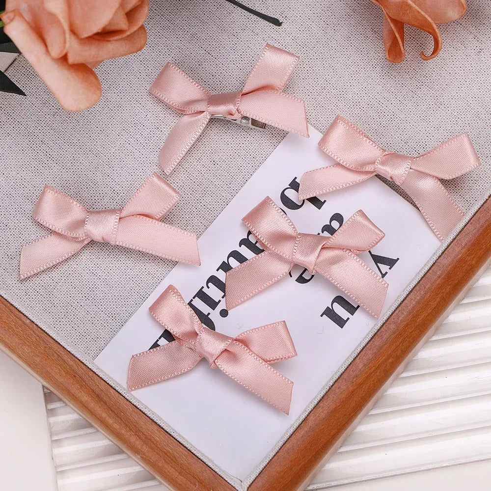 5-24Pcs Y2k Girls Bows Mini Hair Clips Metal Hairpin Headwear Barrette Handmade Ribbon Bow Bangs Clip Fashion Hair Accessories