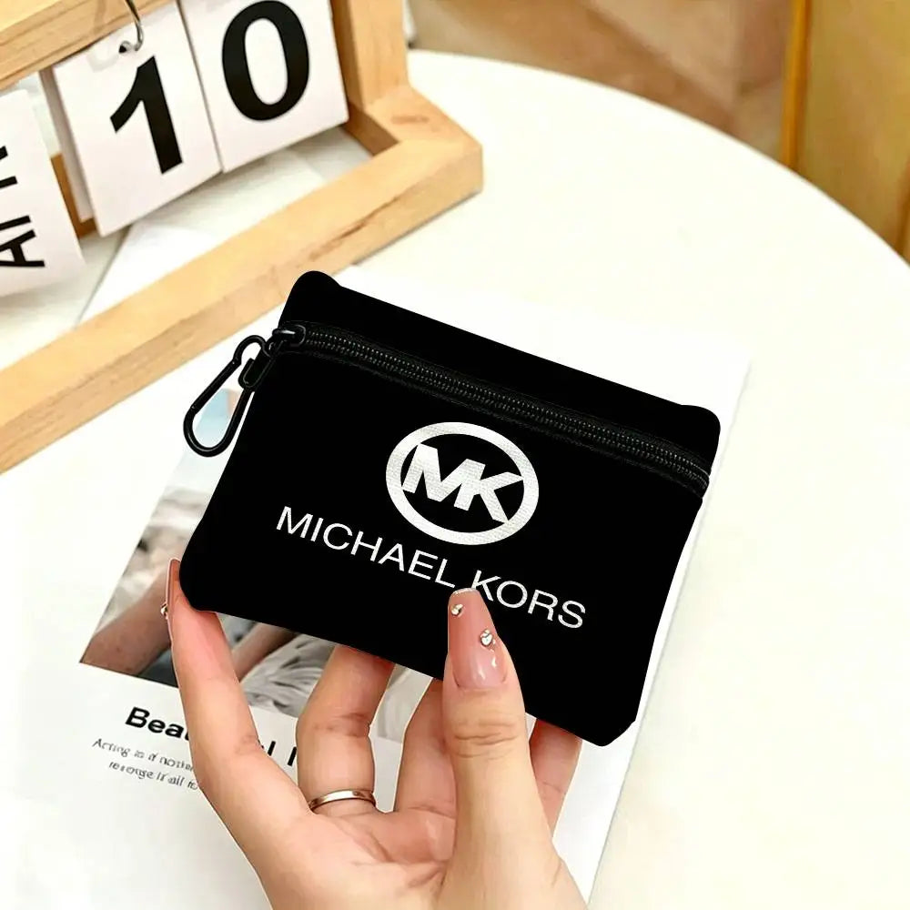 M-Michaels-Fashion-Kors Portable Oxford Fabric Mini Wallet Carabiner Design Small Coin Bag For Cards Keys Earphones
