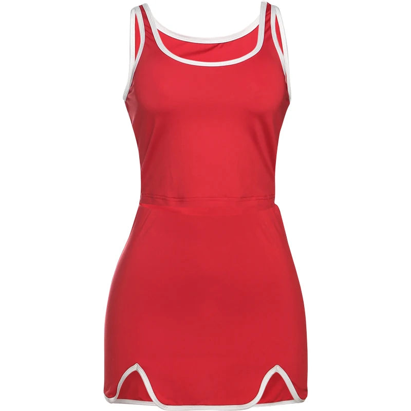 Weird Puss Casual Simple Women 2 Piece Set Tracksuit Skinny Tank Tops+Irregular Hem Skirts Matching Stretch Streetwear Outfits